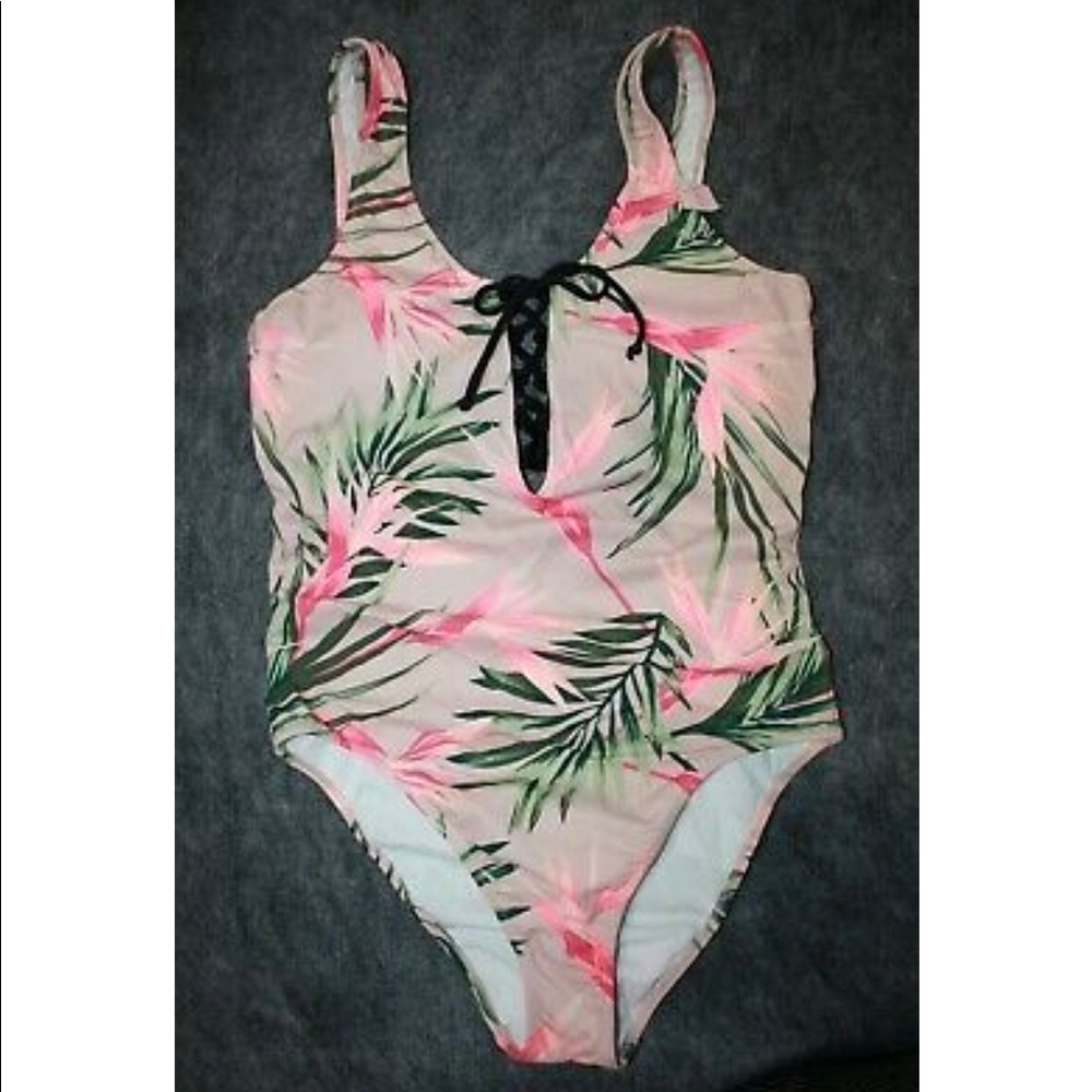 Victoria’s Secret Pink Lace Up High Cut One Piece Swimsuit